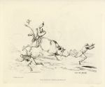 Bull chasing people, Alkens Scrapbook, 1821