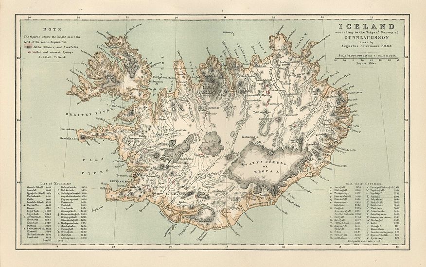 Iceland map, 1886