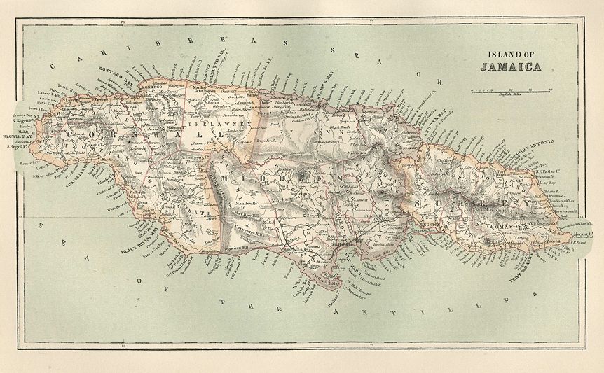 Jamaica map, 1886