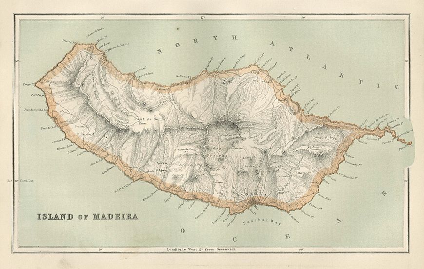 Island of Madeira map, 1886