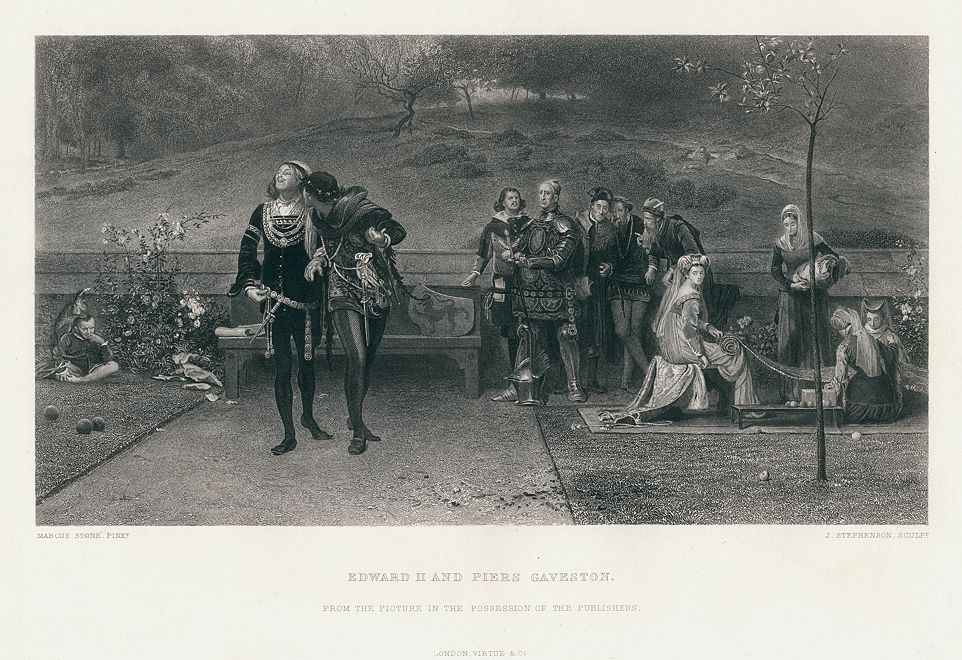 Edward II and Piers Gaveston, after Marcus Stone, 1875