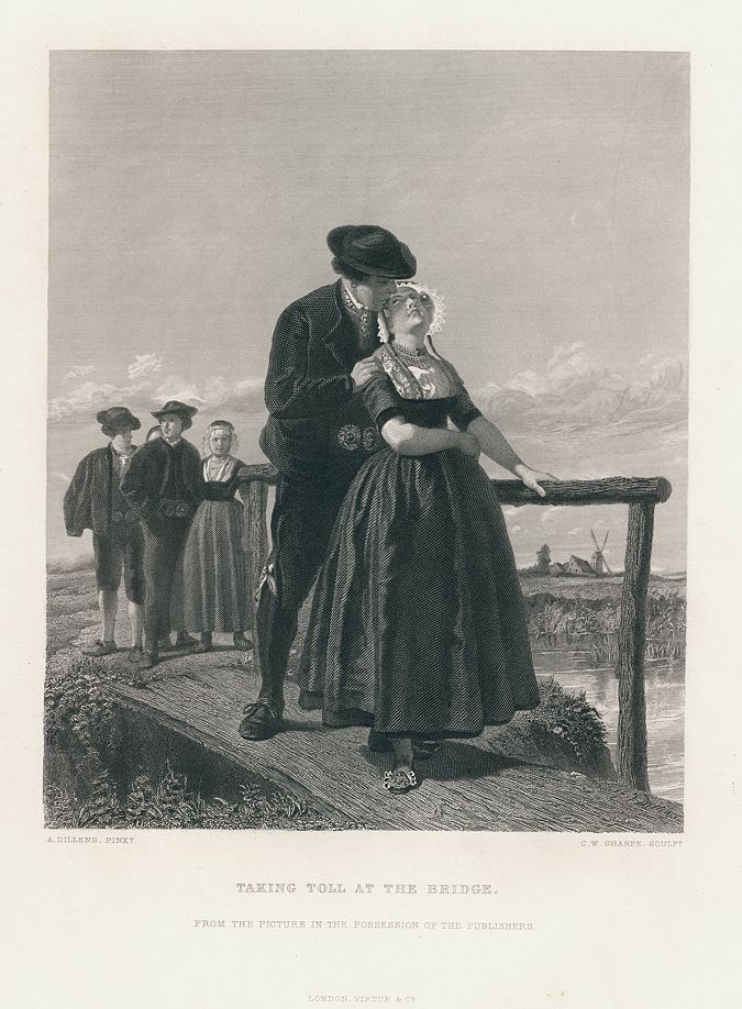 Taking Toll at the Bridge, after A.Dillens, 1875