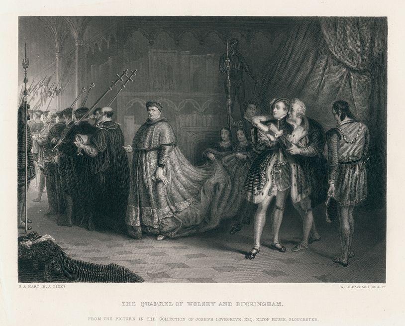 Quarrel of Wolsey and Buckingham (Shakespeare), after Hart, 1873