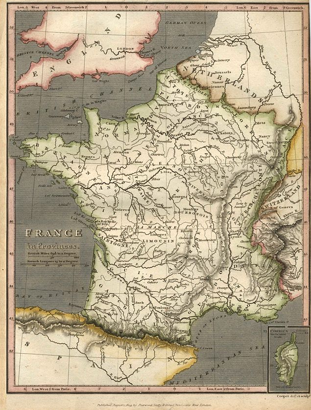 France in Provinces map, 1811