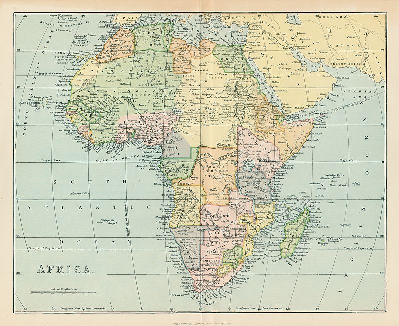 Africa map, c1875
