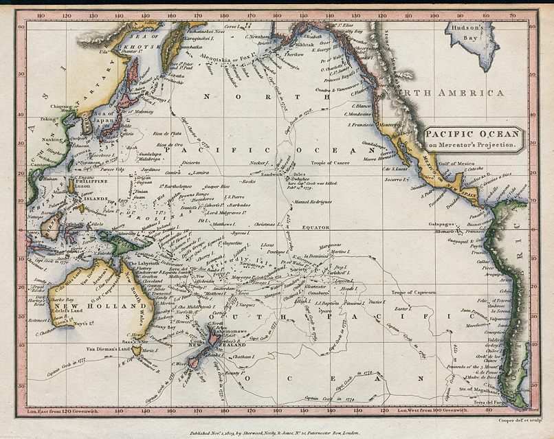Pacific Ocean on Mecator's Projection, 1811