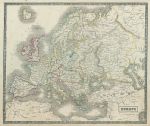 Europe map, 1844