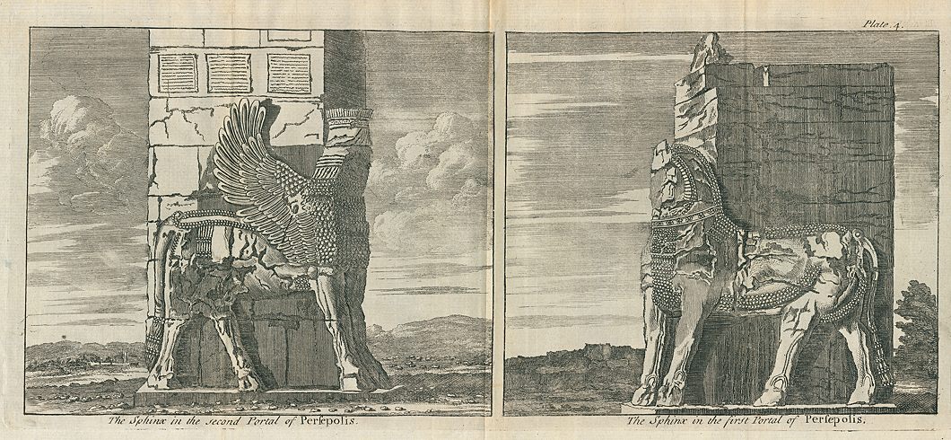 Iran, Persepolis, two sphynxs, 1745