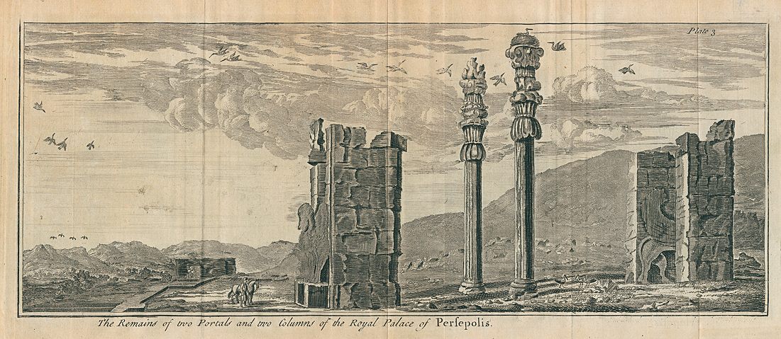 Iran, Persepolis, portals and columns, 1745
