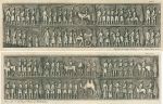 Iran, Persepolis, panoramic view of carved figures, two plates, 1745
