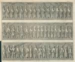 Iran, Persepolis, carved figures on the staircase, 1745