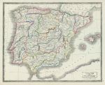 Spain & Portugal map, 1844