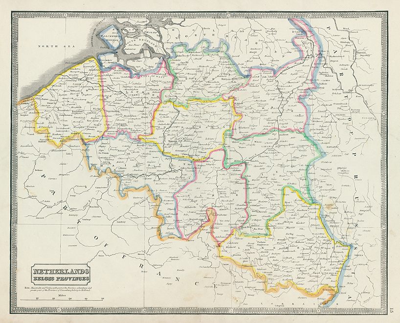 Belgium map, 1844