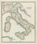 Italy map, 1844