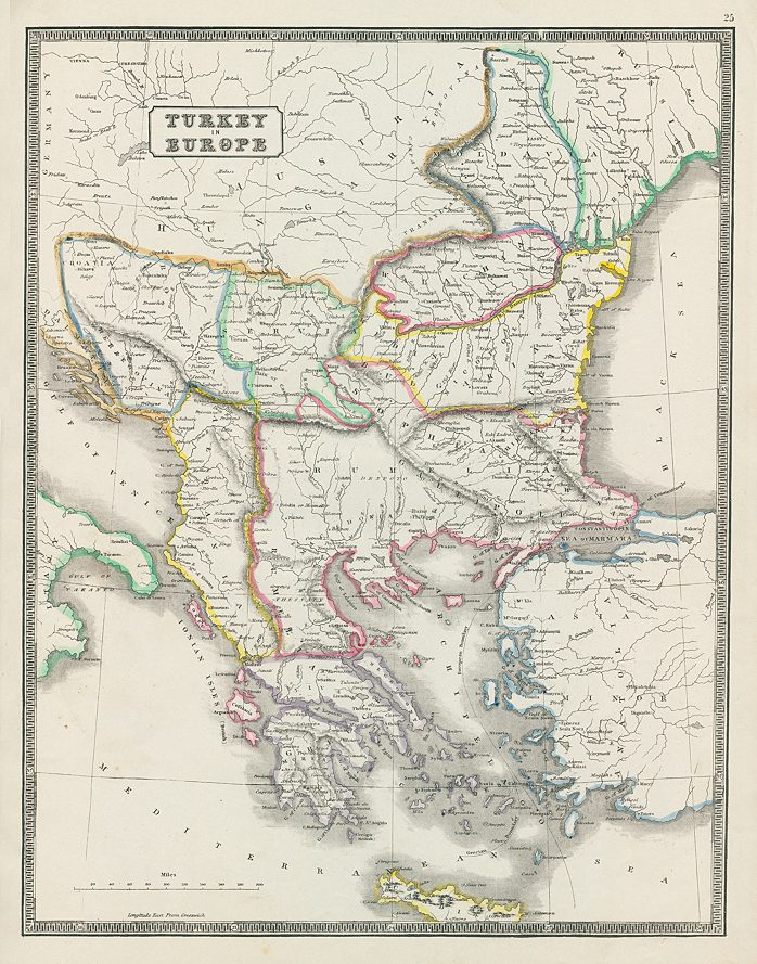 Turkey in Europe map, 1844