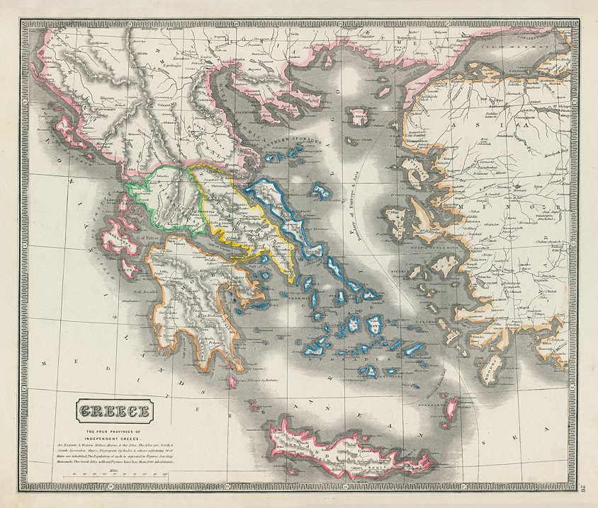 Greece map, 1844