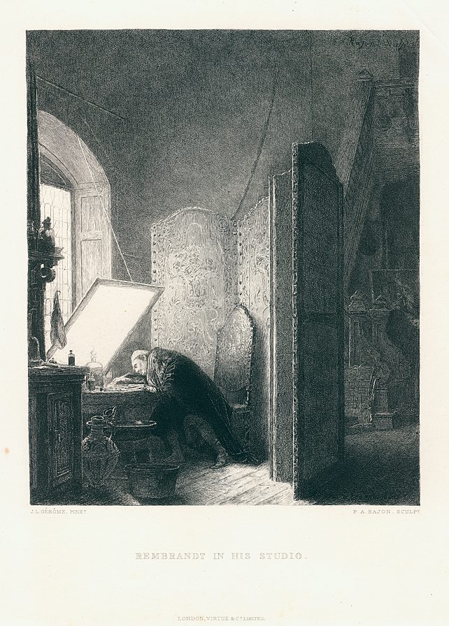 Rembrandt in his Studio, after Gerome, 1879
