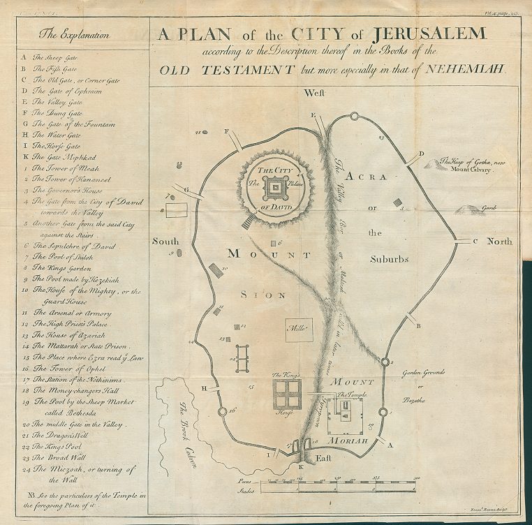 Plan of the City of Jerusalem by Bowen, 1745