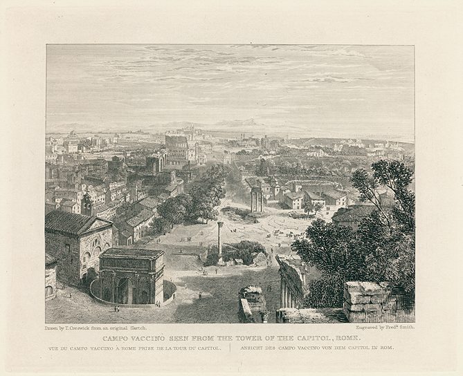Italy, Rome, Campo Vaccino from the Tower of the Capitol, 1840