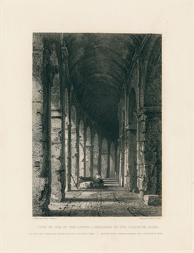 Italy, Rome, Coliseum, view in a lower corridor, 1840