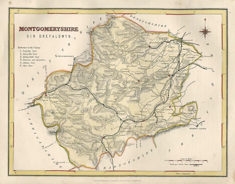 Wales, Montgomeryshire map, 1874
