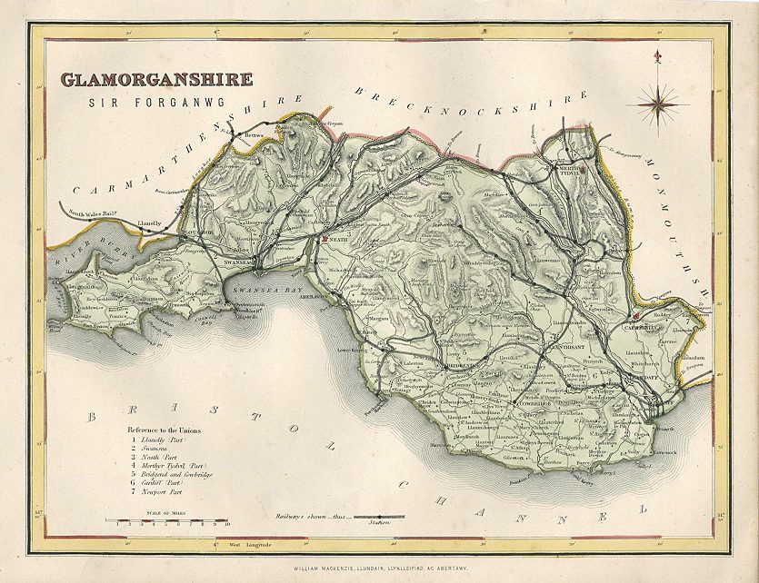 Wales, Glamorganshire map, 1874