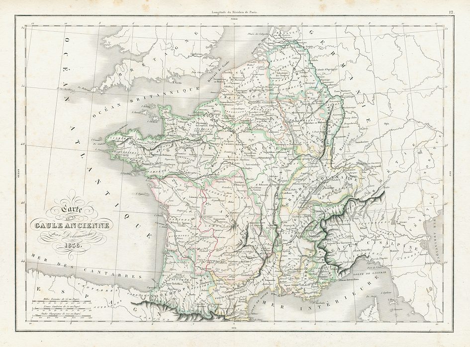 Ancient France map, 1839