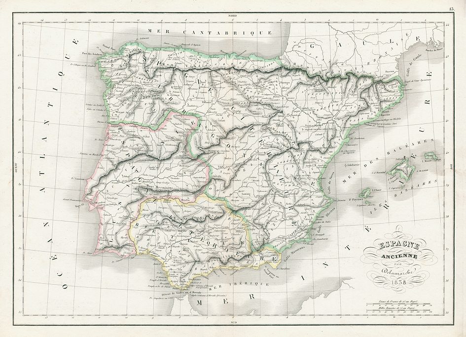 Ancient Spain map, 1839