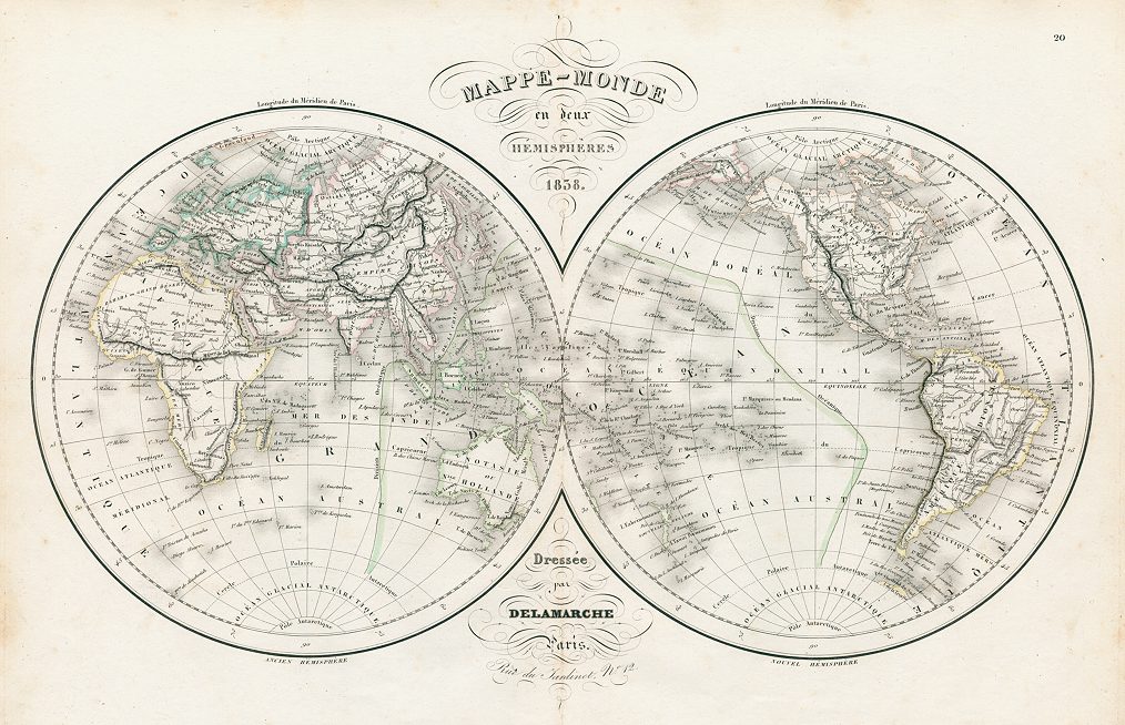 The World in hemispheres, 1839