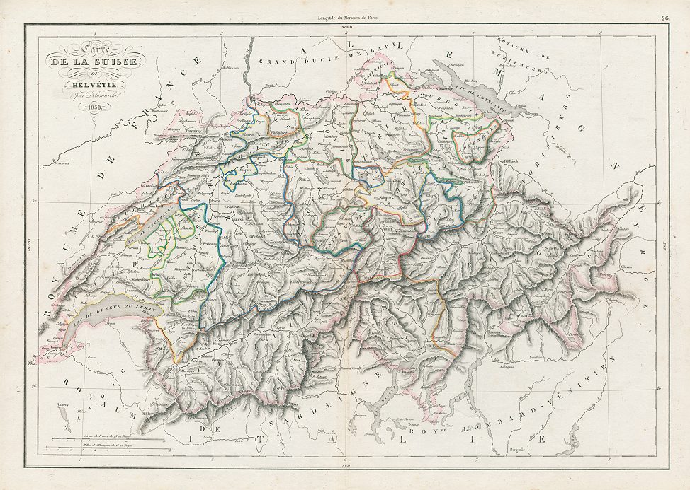 Switzerland map, 1839