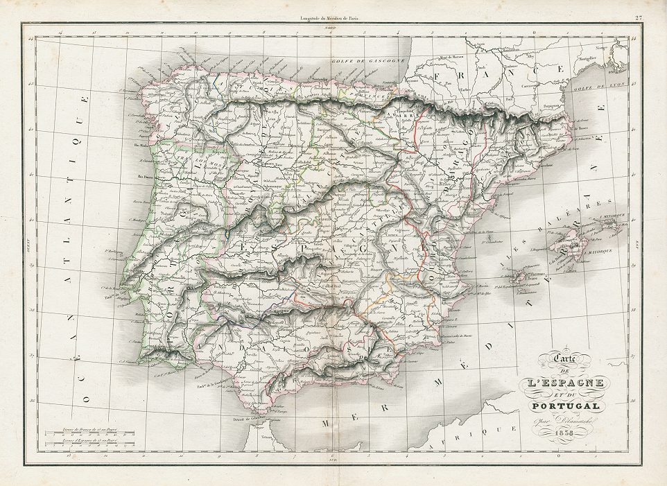 Spain & Portugal map, 1839