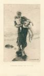 Fishwoman Carrying her Children, etching after V.Demont-Breton, 1882