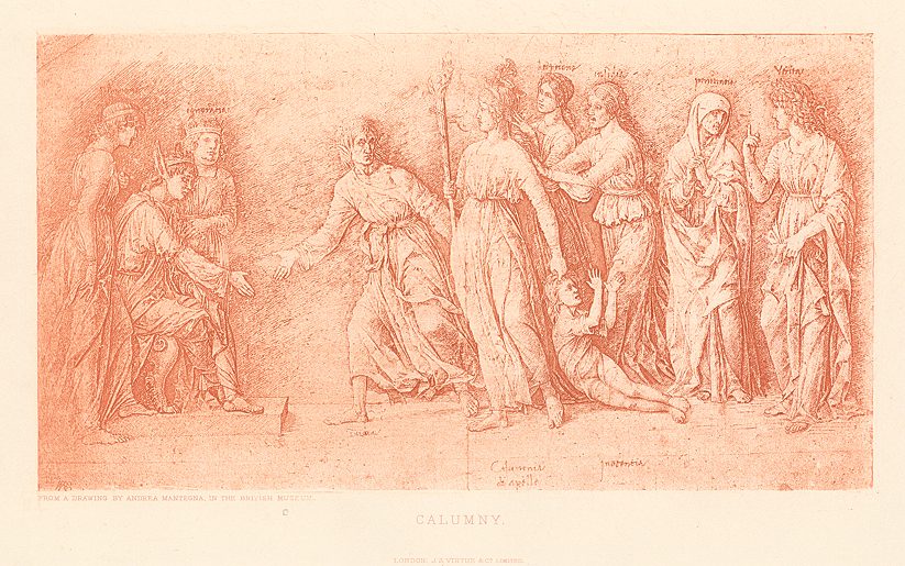 Calumny, etching after Andrea Mantegna, 1882