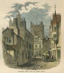 Chester, Cathedral Tower from St.John's Street, 1873