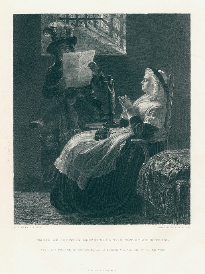 Marie Antoinette listening to the Act of Accusation, after Ward, 1872