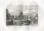 Italy, Rome, Castle & Bridge of St.Angelo, 1840