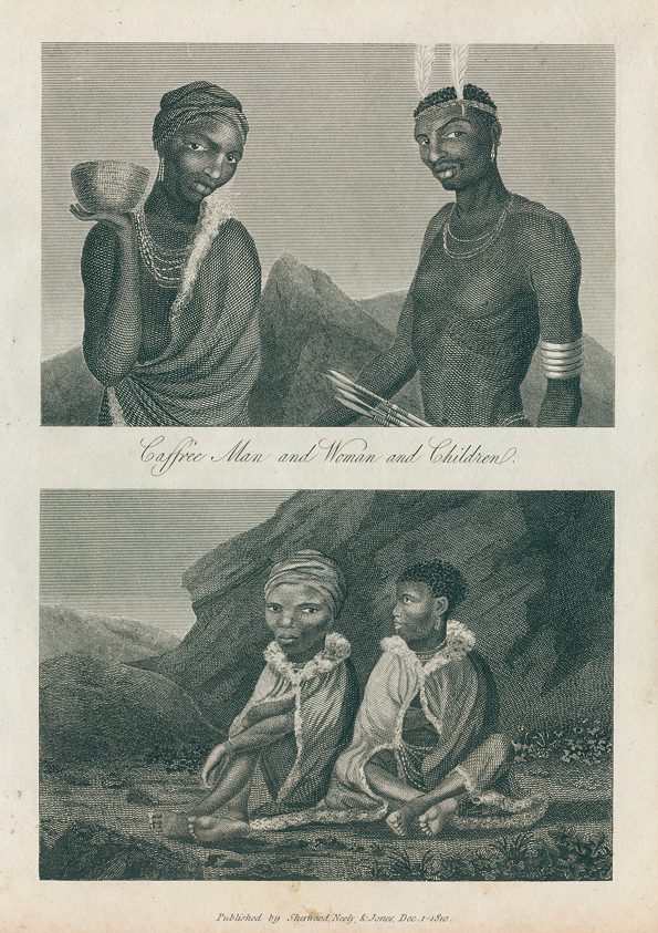 Souith Africa, Caffree Man, Woman & Children, 1811