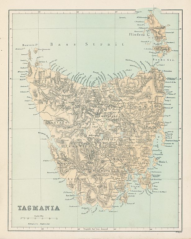 Tasmania map, 1870