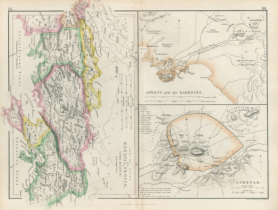 Ancient Greece, Part of Attica with Athens and environs, 1858