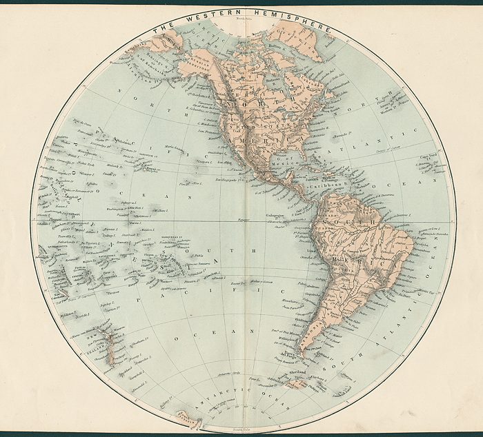 Western Hemisphere map, 1863