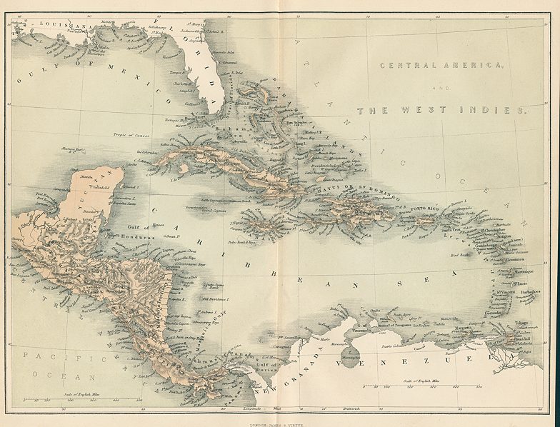 Central America & West Indies map, 1863
