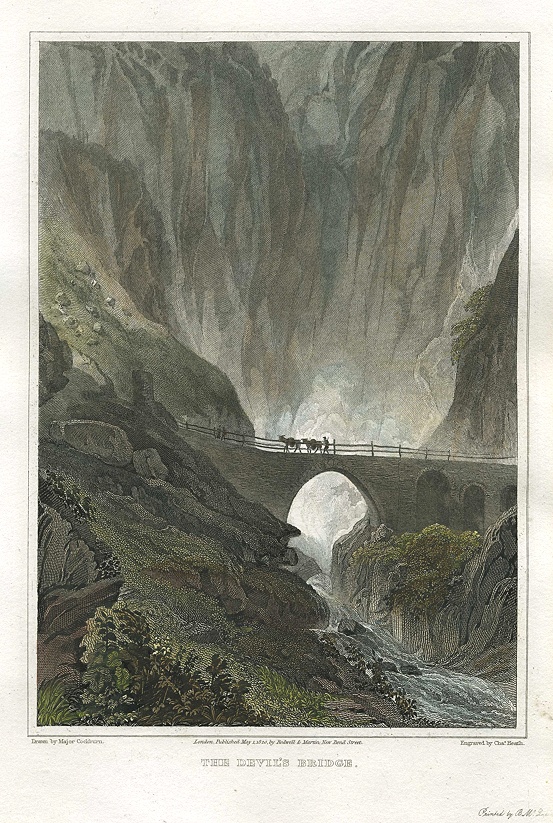Switzerland, St.Gotthard Pass, The Devil's Bridge, 1820