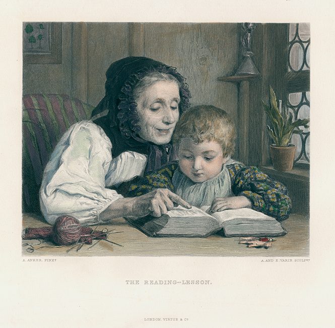 The Reading Lesson, after Anker, 1874