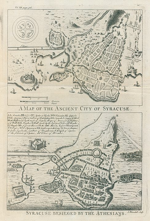 Ancient Syracuse, two plans, 1745