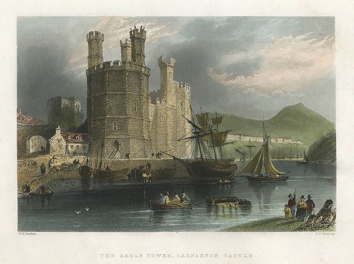 Wales, Eagle Tower at Carnarvon Castle, 1842