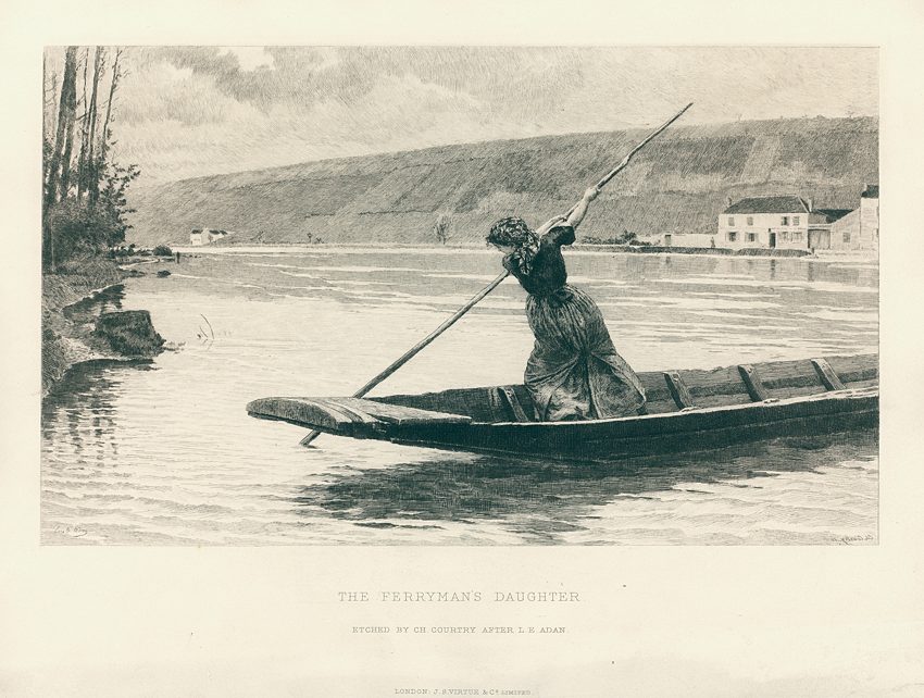The Ferryman's Daughter, etching after Louis Emile Adan, 1884