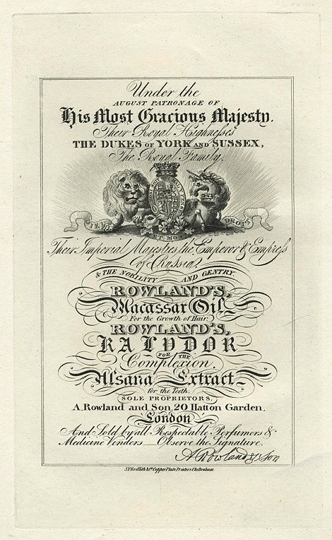 Cheltenham, Trade Advert, Rowland's Macassar Oil, 1826