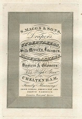 Cheltenham, Trade Advert, Maggs & Sons Undertakers, 1826