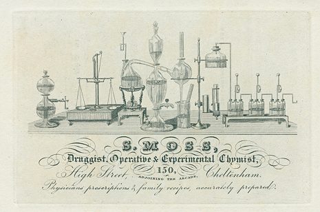 Cheltenham, Trade Advert, S.Moss, Chemist, 1826