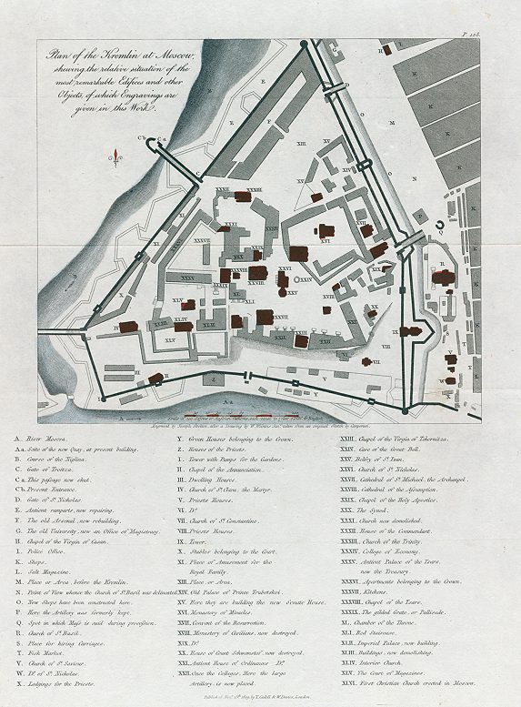 Russia, Moscow, Plan of the Kremlin, 1810